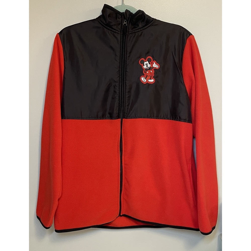 Disney Fleece Jacket Unisex Size Medium Mickey Mouse Full‎ Zip Red Black
